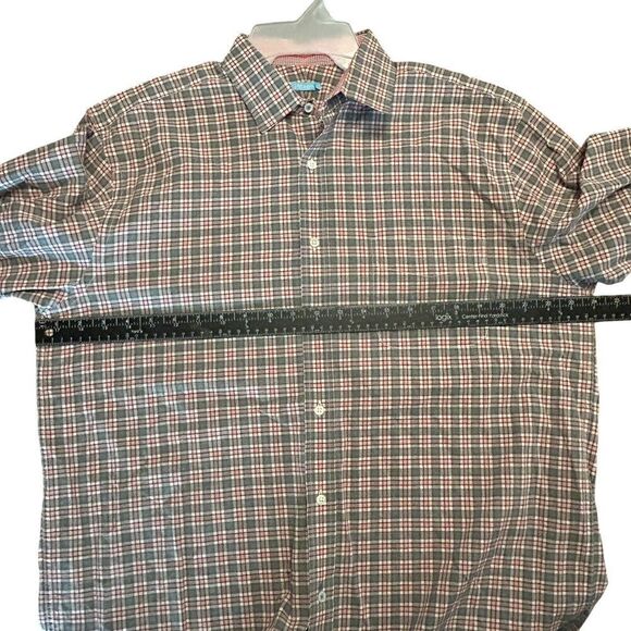 J McLaughlin Shirt Mens L Red Gray Plaid  Button Up Long Sleeve - Picture 4 of 6